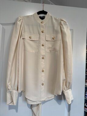 NWOT Express Cream & Gold Utility Blouse | Size XS